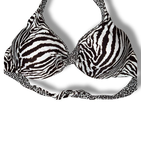 Zebra Print Bikini Top 36C 38C Cheetah Print Reversible NWT - Picture 9 of 12